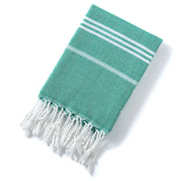 Turkish cotton beach towel with stripes and fringes, absorbent