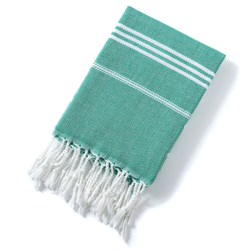 Turkish cotton beach towel with stripes and fringes, absorbent