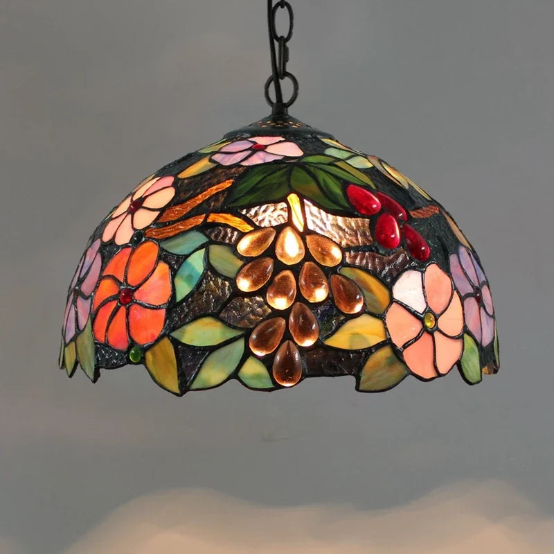 Lustre en verre coloré Tiffany rétro européen - vue 10 sur 29