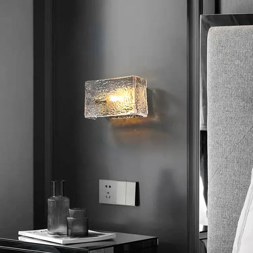 Square glass wall light with water pattern modern indoor decoration - vue 5 sur 7