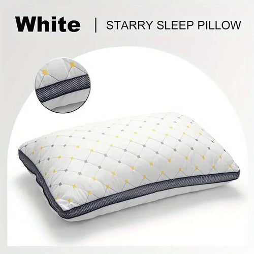 Full Sky Star Embroidered Fiber Pillow Core for Neck Protection, Quick Rebound, Not Easy to Deform, Not Collapse