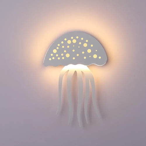 White jellyfish-shaped LED wall light - vue 2 sur 7