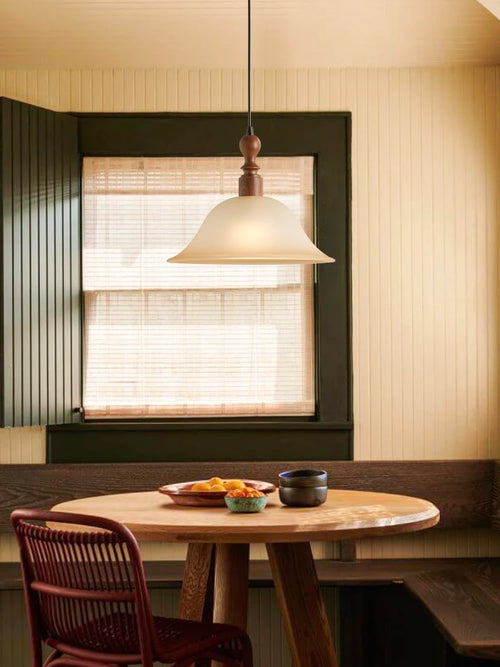 Solid wood pendant light in Japanese retro style for interior decoration - vue 3 sur 8