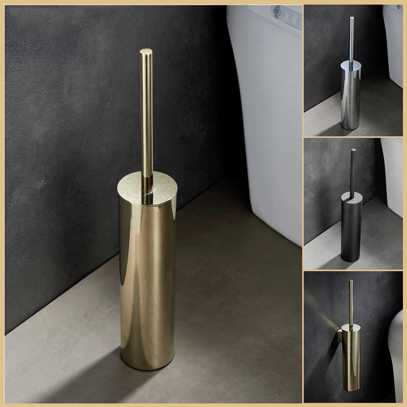Durable wall-mounted stainless steel toilet brush holder, no drilling