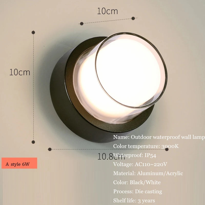 Modern waterproof outdoor aluminium wall light for garden and balcony - vue 5 sur 15