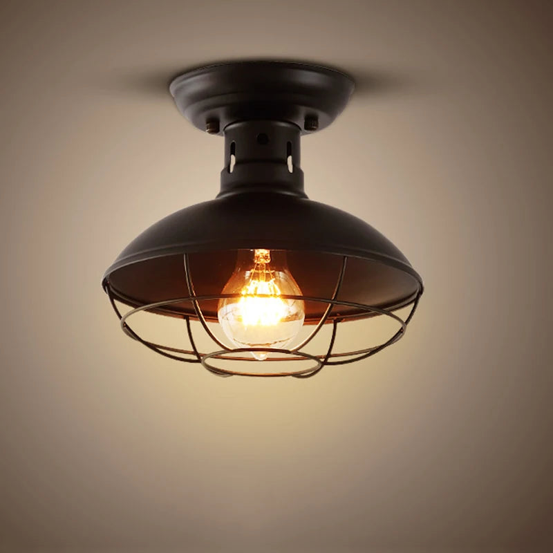 American retro industrial iron ceiling light