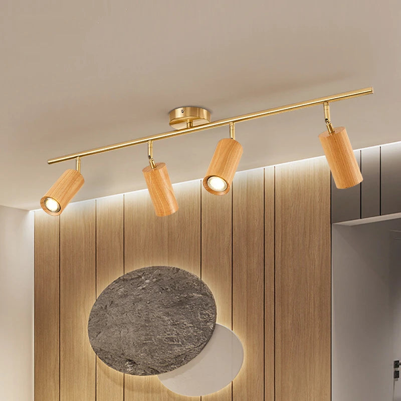 Adjustable wooden ceiling spotlight for hotel and shop