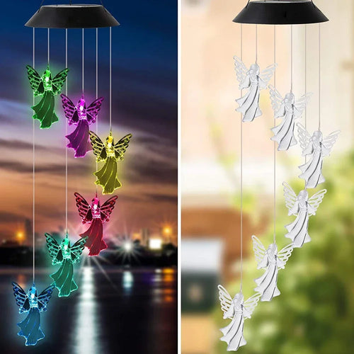 Colour-changing LED solar lamp with crystal ball and butterfly for garden - vue 12 sur 12