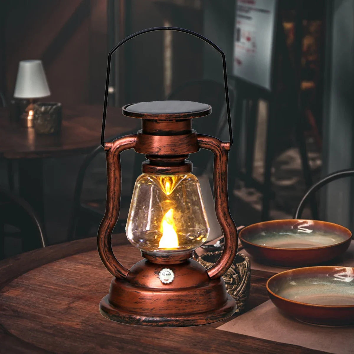 Retro solar LED lamp for hanging garden decoration