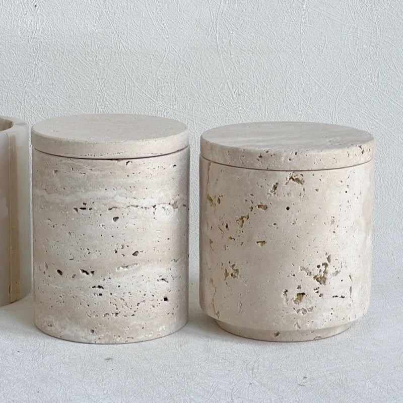 wabi-sabi marble container with lid and storage box