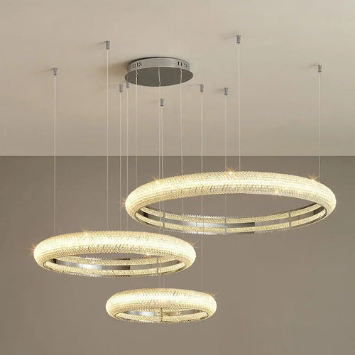 Modern chrome and crystal chandelier for interior decoration - vue 7 sur 12