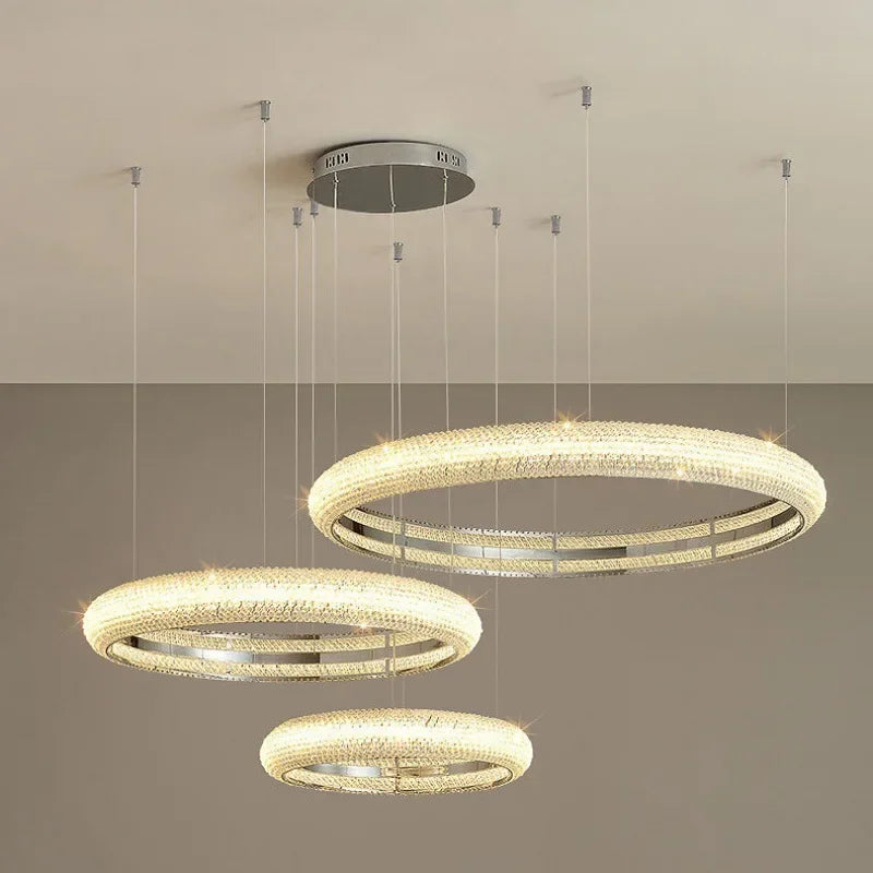Modern chrome and crystal chandelier for interior decoration - vue 6 sur 12