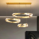 Modern gold LED pendant light with elegant crystal