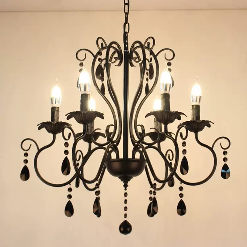 Luxury iron and crystal candle lamp for interior decoration