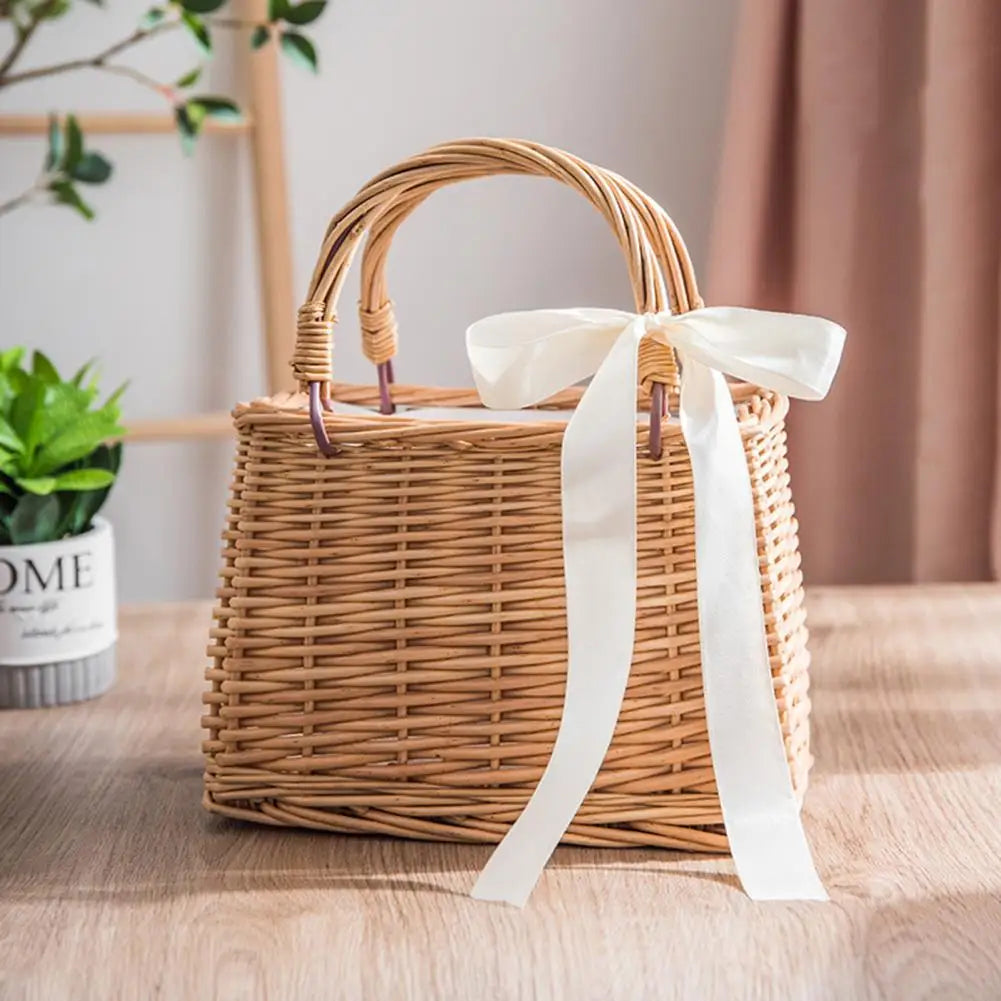 handwoven wicker flower basket for rustic decor