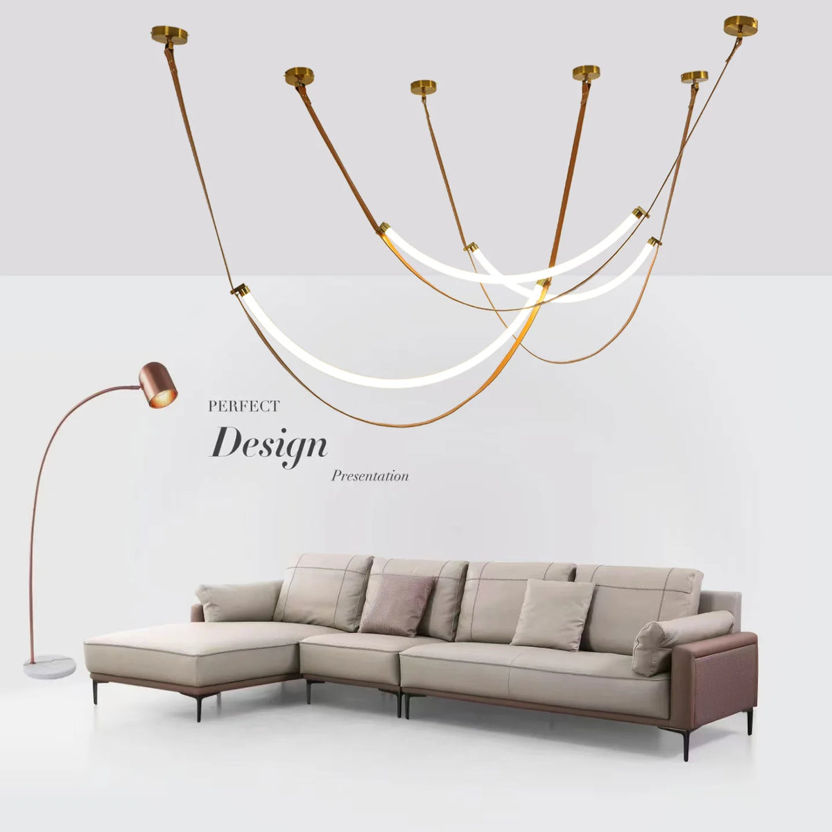 Italian designer pendant light with LED tube lamp - vue 4 sur 14