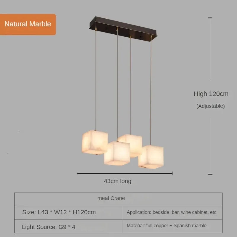 Spanish marble chandelier with minimalist Chinese style for elegant interiors - vue 14 sur 15