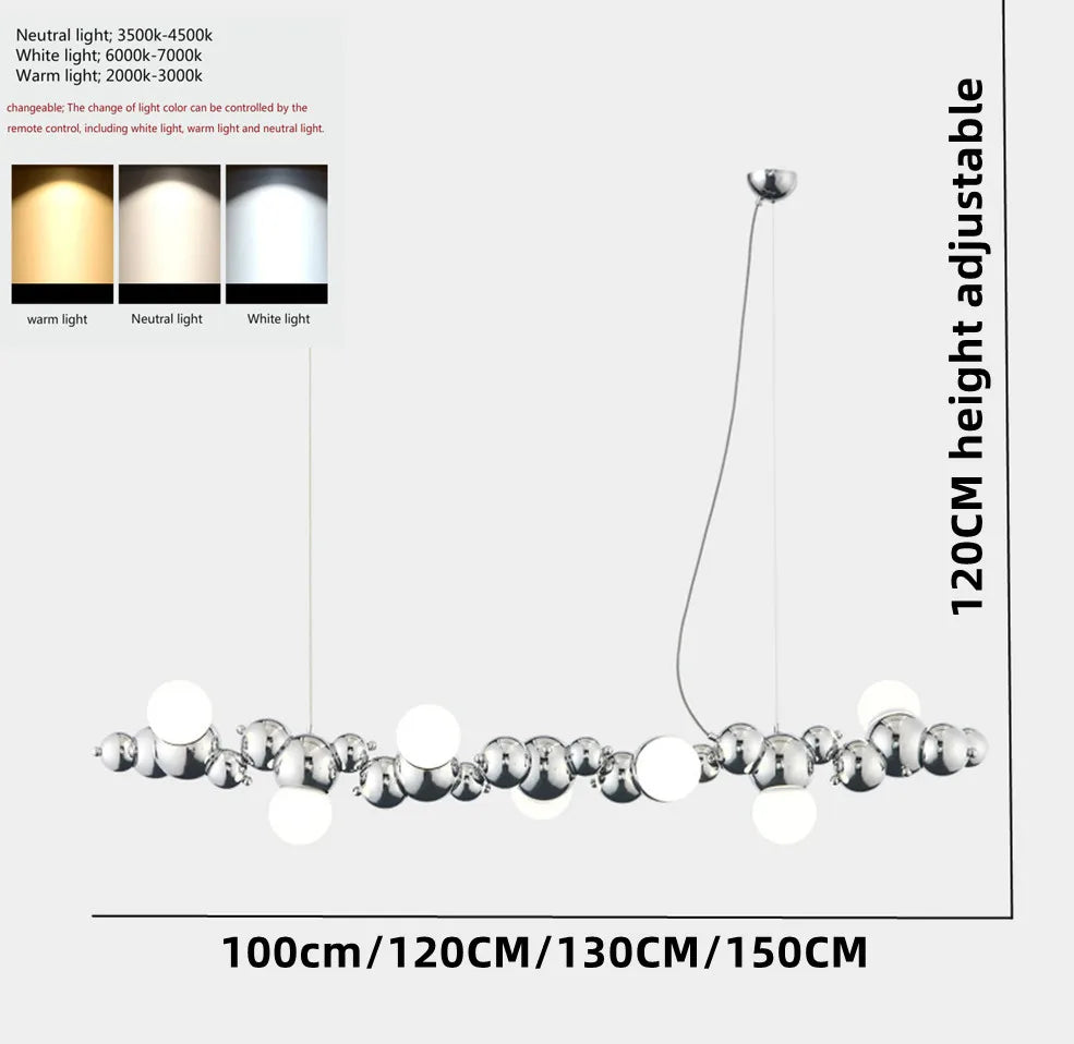 Modern creative Nordic bubble ball chandelier chrome finish
