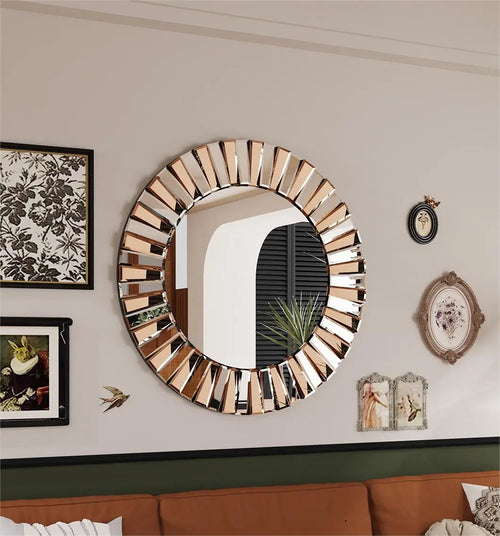 round star-shaped decorative wall mirror for an elegant touch