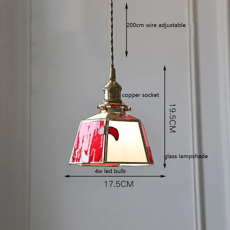 Nordic vintage handheld lamp with coloured glass and copper - vue 14 sur 29