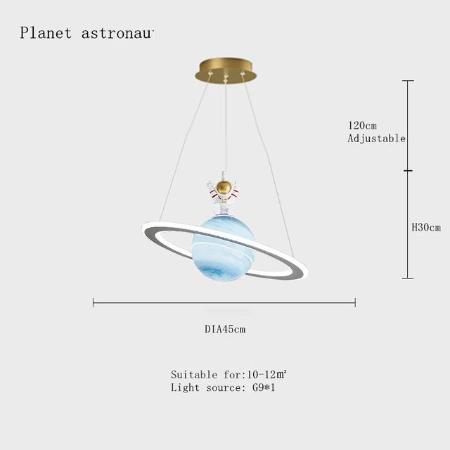 Planet earth pendant light for children's room astronaut decorative star
