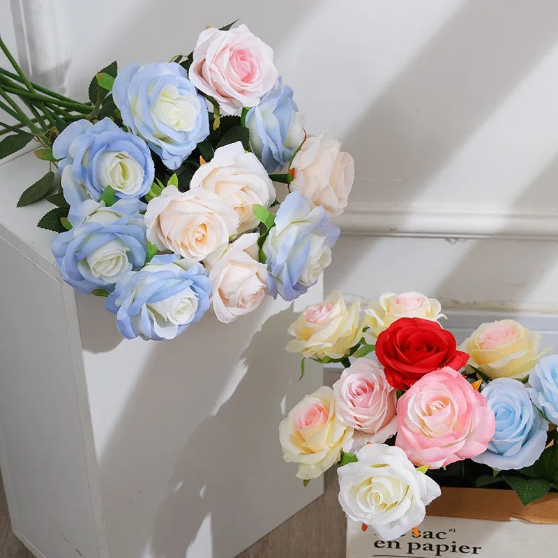 Gradient artificial rose for fairy theme party decoration