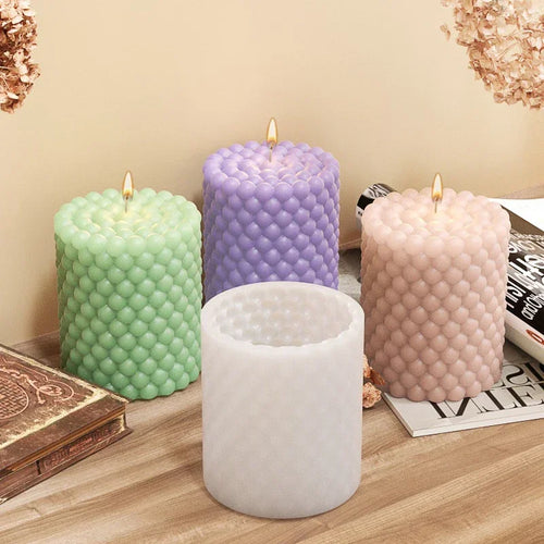 silicone candle mold in the shape of a cylindrical ball and bubble - vue 3 sur 6