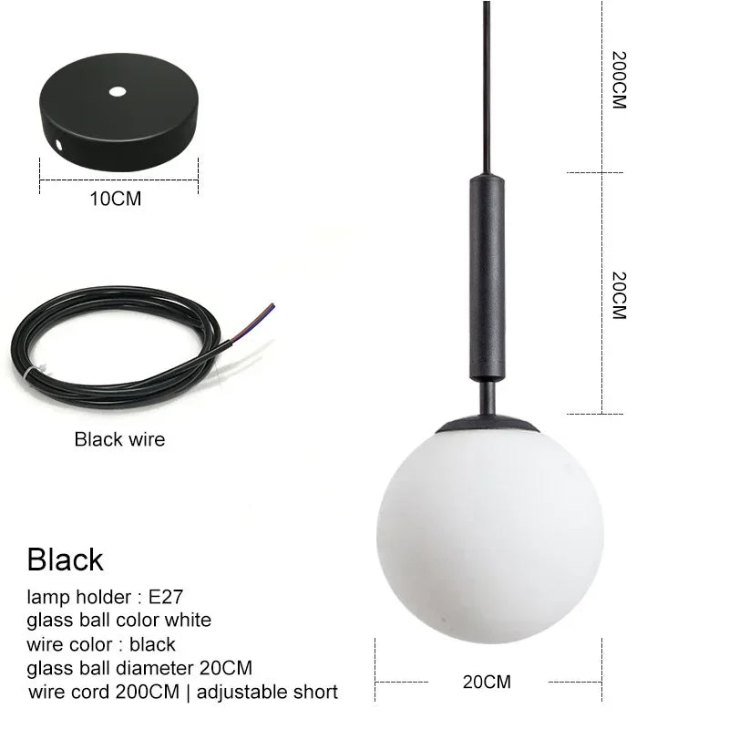 Modern pendant light with gold glass ball lampshade