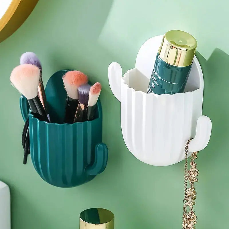 cactus self-adhesive wall mount for toothbrush and toothpaste storage