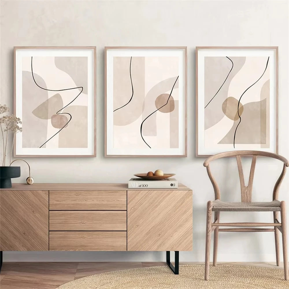 Modern geometric abstract wall art painting for home decor - vue 4 sur 9