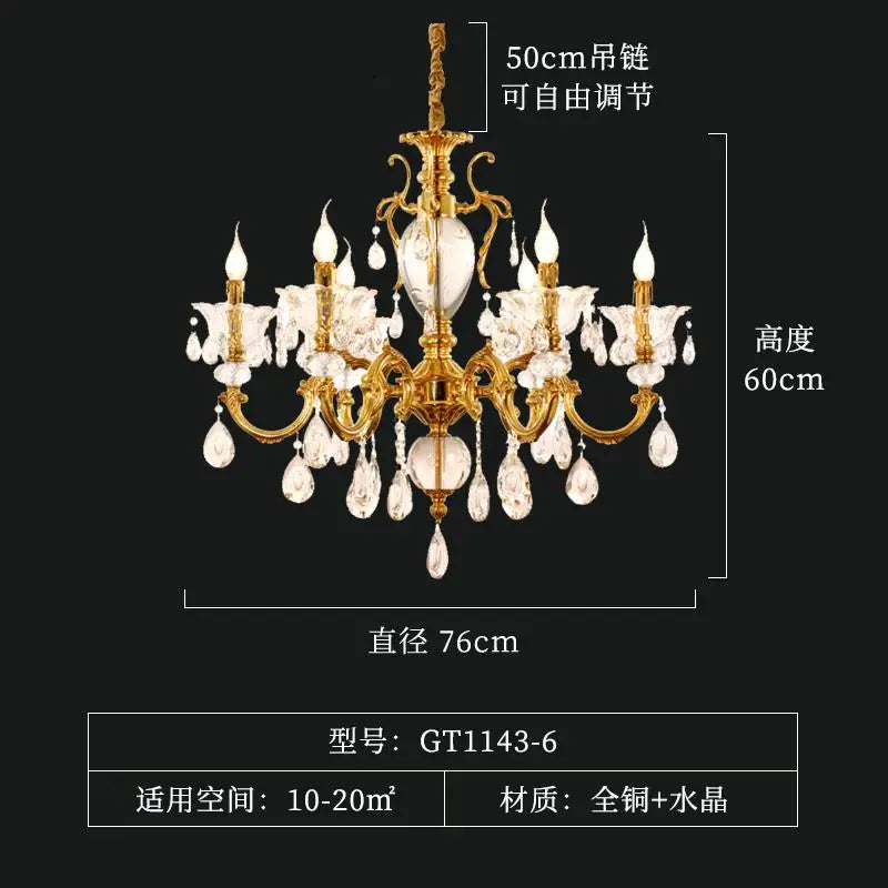 Modern LED crystal and copper chandelier