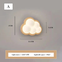 Solid wood cloud wall light for children's room