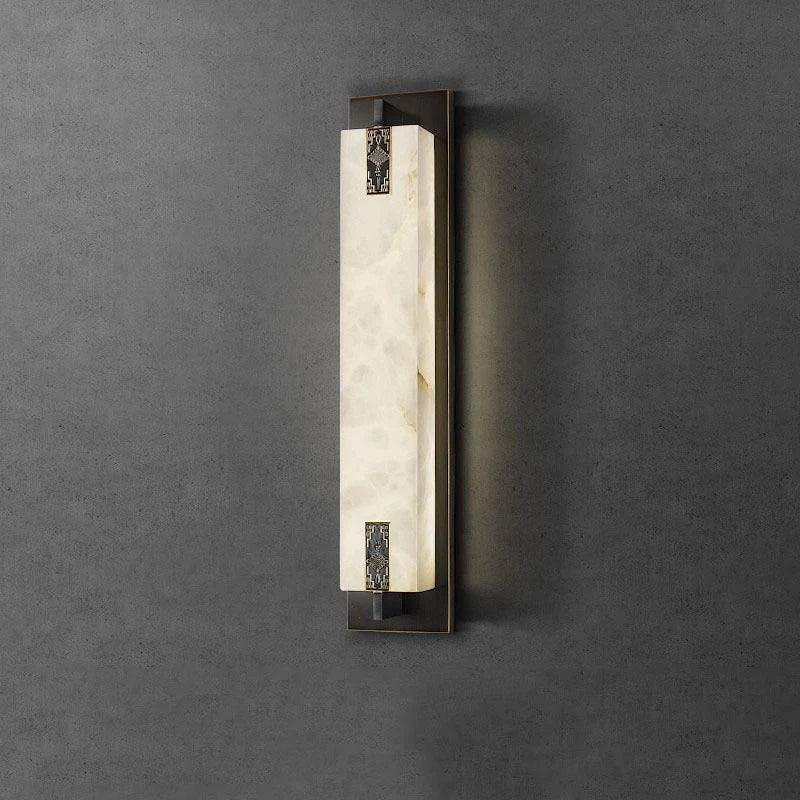 Neo-Chinese style LED brass and marble wall light