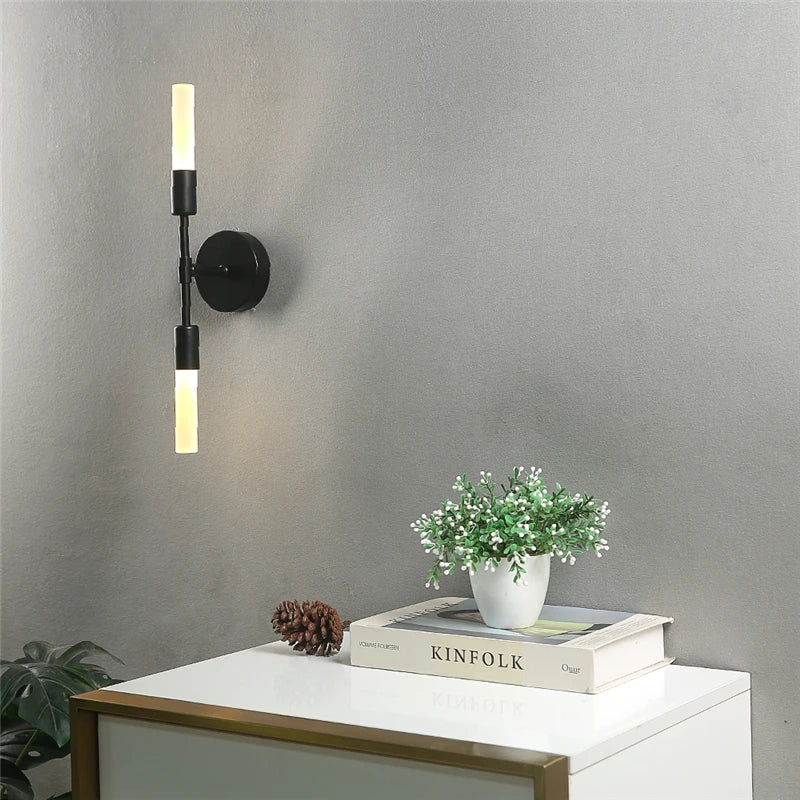 Modern minimalist glass wall light 2 heads - vue 5 sur 8