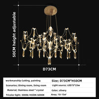 Post-modern crystal light cube LED chandelier in stainless steel