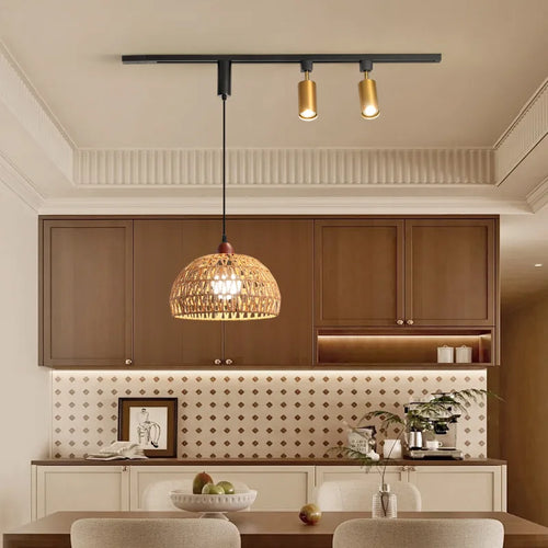 Wabi-sabi retro metal and wood pendant light for shop - vue 4 sur 17