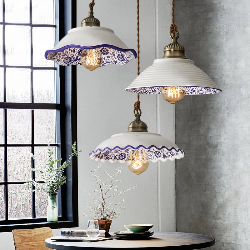 Vintage porcelain pendant light for café and shop