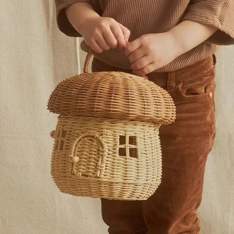 rattan basket for children picnic organizer toys and sundries