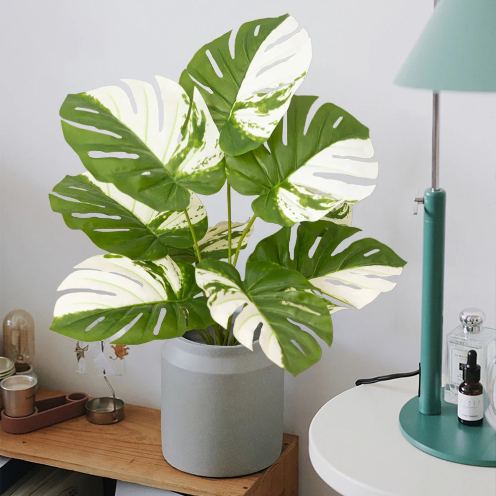Artificial tropical monstera plant with decorative leaves for interiors - vue 3 sur 8