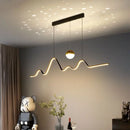 Nordic minimalist creative personalised LED strip dining table bar wave chandelier starry sky restaurant pendant light