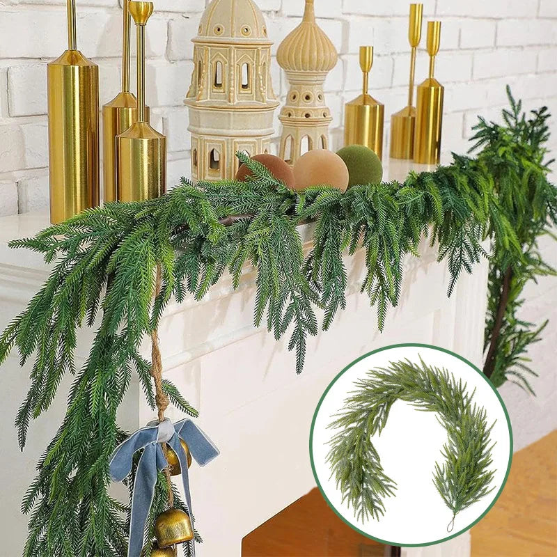 Realistic pine garland for Christmas decor and DIY