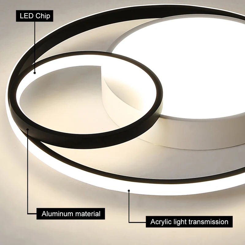 Modern LED ceiling light for living room, bedroom, dining room, dimmable indoor decorative lighting - vue 5 sur 12