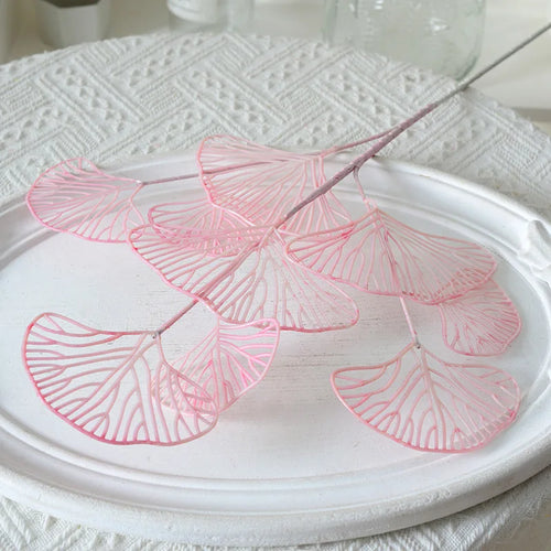 Set of artificial ginkgo, eucalyptus and holly leaves for floral decoration - vue 10 sur 13