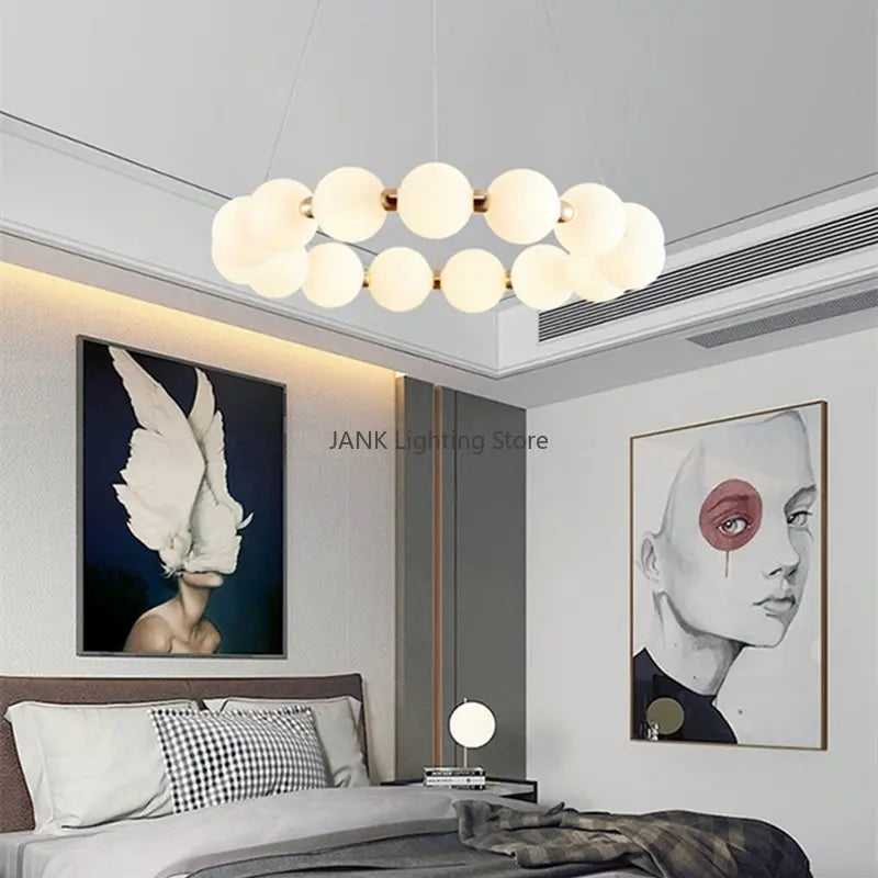 Nordic creative LED magic beans double layer chandelier