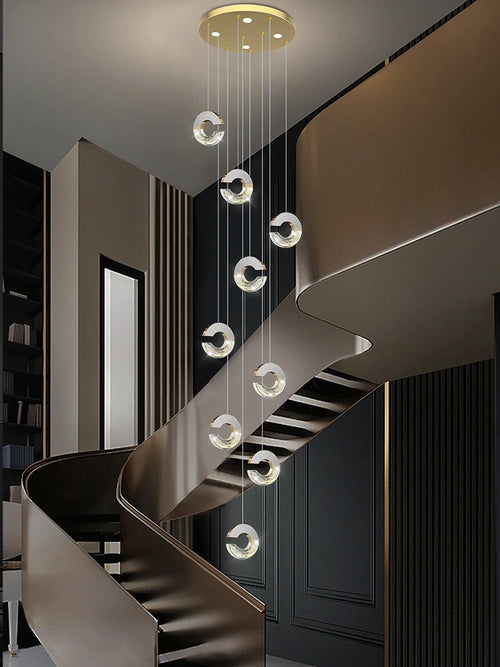 Modern crystal loft chandelier for minimalist lighting - vue 4 sur 14