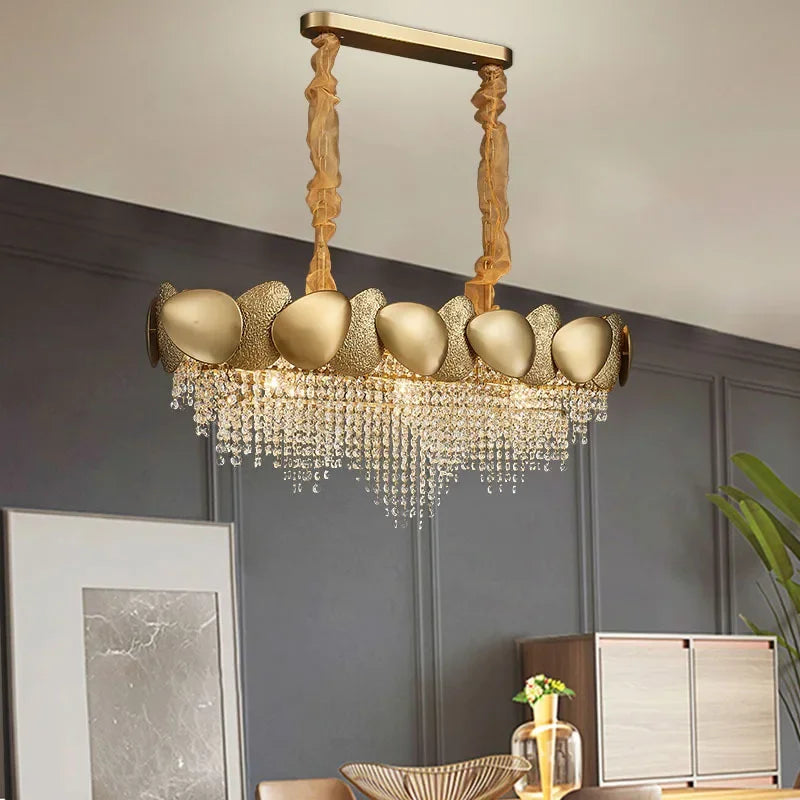 Modern crystal chandelier with pendants and LED