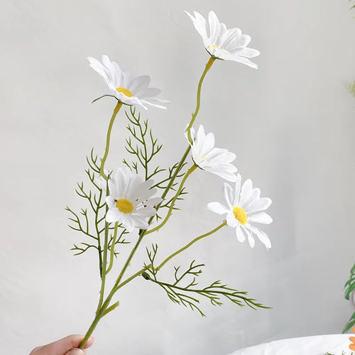 5 white daisy heads artificial flowers for festive decorations - vue 10 sur 11