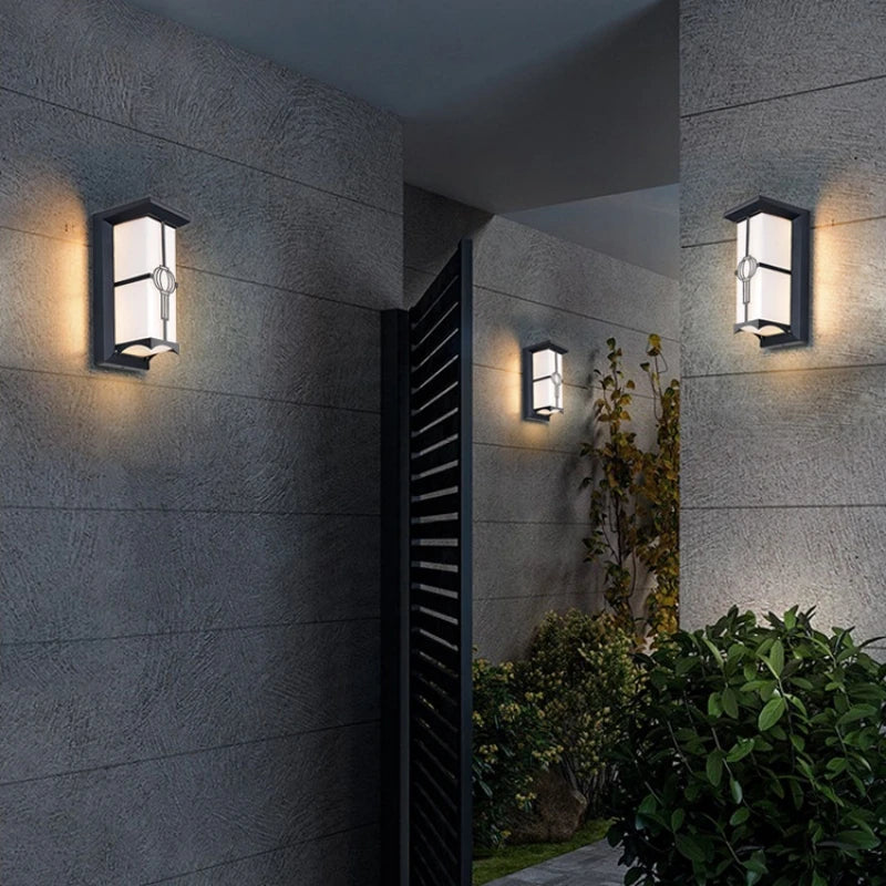 LED outdoor wall light plastic/aluminium waterproof IP65 front door garden patio terrace wall lamp - vue 6 sur 15