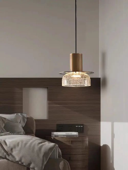 Retro American style cracked glass pendant light for interiors - vue 4 sur 12