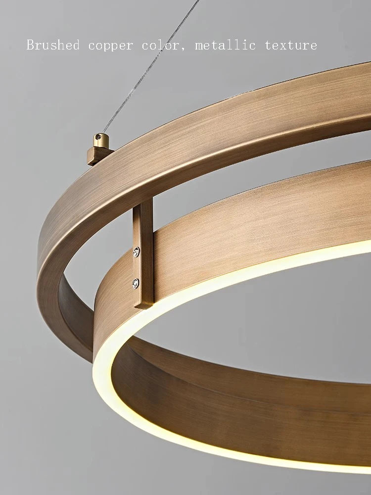 Creative minimalist bronze LED chandelier for interior decor - vue 4 sur 9